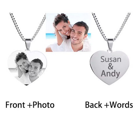 Collier et Pendentif en acier inoxydable à Personnaliser avec photo et texte