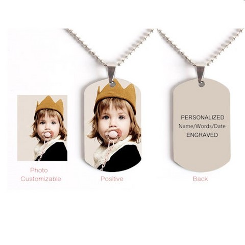 Collier et Pendentif en acier inoxydable à Personnaliser avec photo et texte