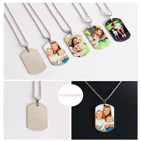 Collier et Pendentif en acier inoxydable à Personnaliser avec photo et texte