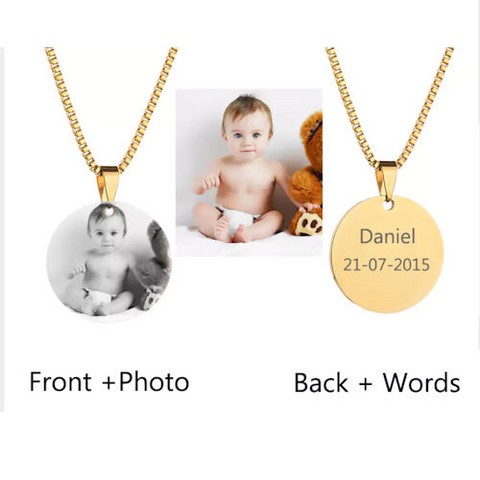 Collier et Pendentif en acier inoxydable à Personnaliser avec photo et texte